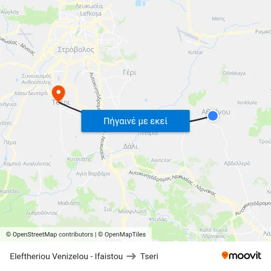 Eleftheriou Venizelou - Ifaistou to Tseri map