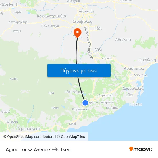 Ag. Louka Avenue to Tseri map
