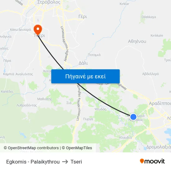 Egkomis - Palaikythrou to Tseri map