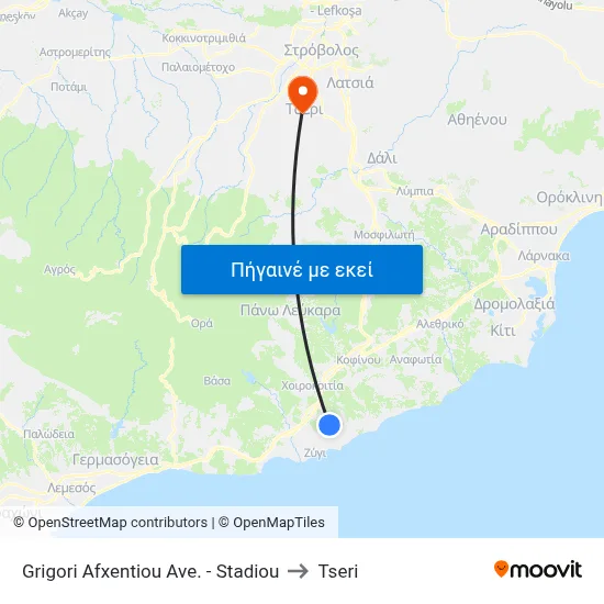 Grigori Afxentiou Ave. - Stadiou to Tseri map