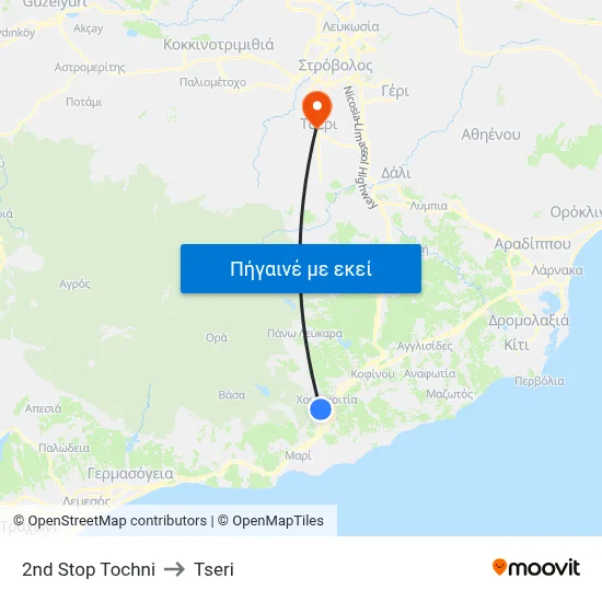 2nd Stop Tochni to Tseri map