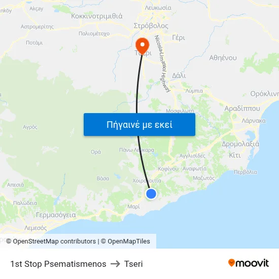 1st Stop Psematismenos to Tseri map