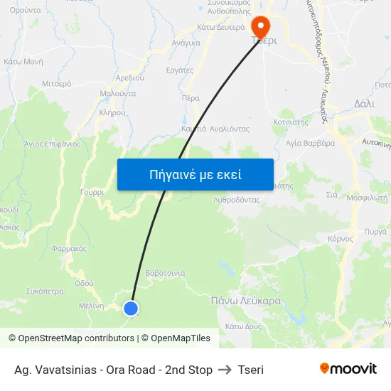 Ag. Vavatsinias - Ora Road - 2nd Stop to Tseri map