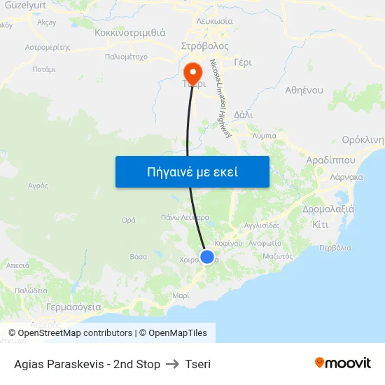 Ag. Paraskevis - 1st Stop to Tseri map