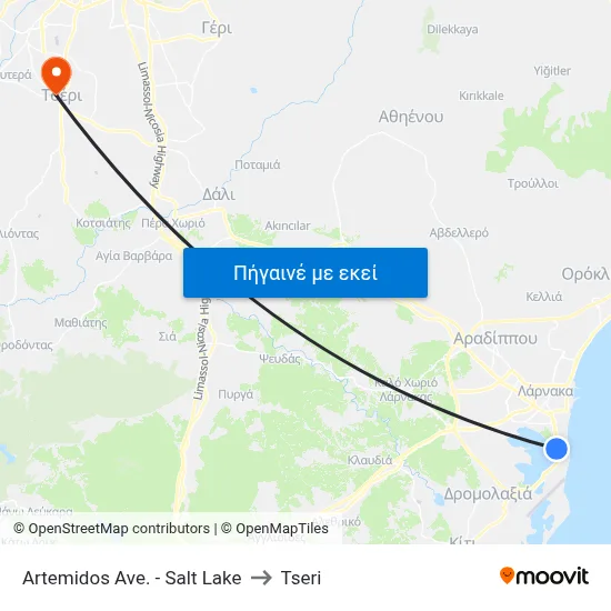 Artemidos Ave. - Salt Lake to Tseri map