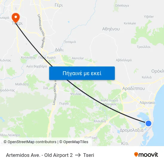 Artemidos Ave. - Old Airport 2 to Tseri map