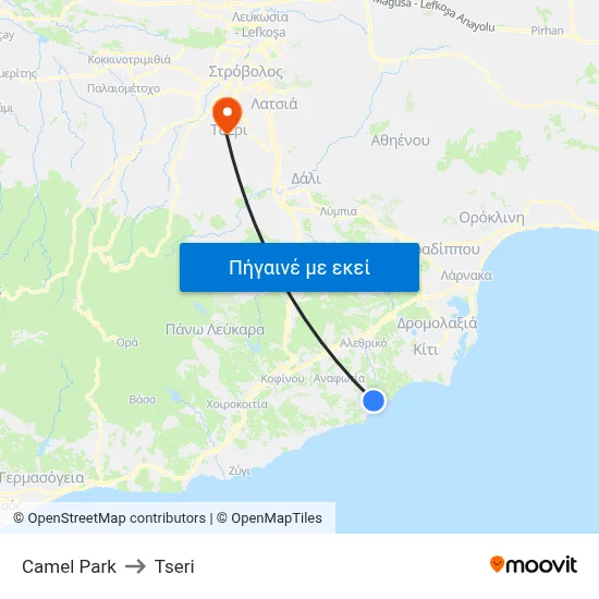 Camel Park to Tseri map