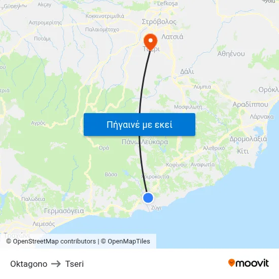 Oktagono to Tseri map