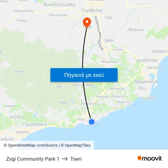 Zygi Comm. Park to Tseri map
