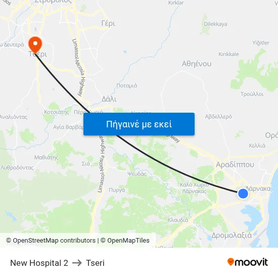 New Hospital 2 to Tseri map