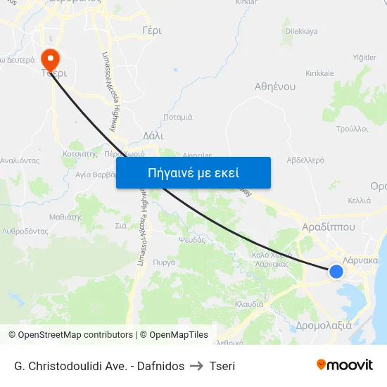 G. Christodoulidi Ave. - Dafnidos to Tseri map