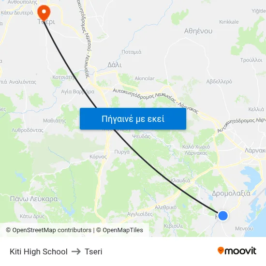 Kiti High School to Tseri map