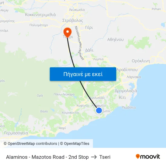 Alaminos - Mazotos Road - 2nd Stop to Tseri map