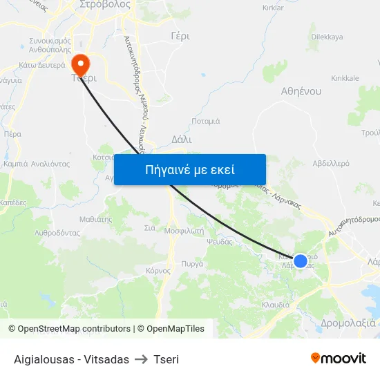 Aigialousas - Vitsadas to Tseri map