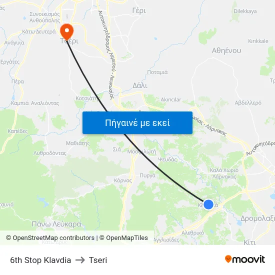 6th Stop Klavdia to Tseri map