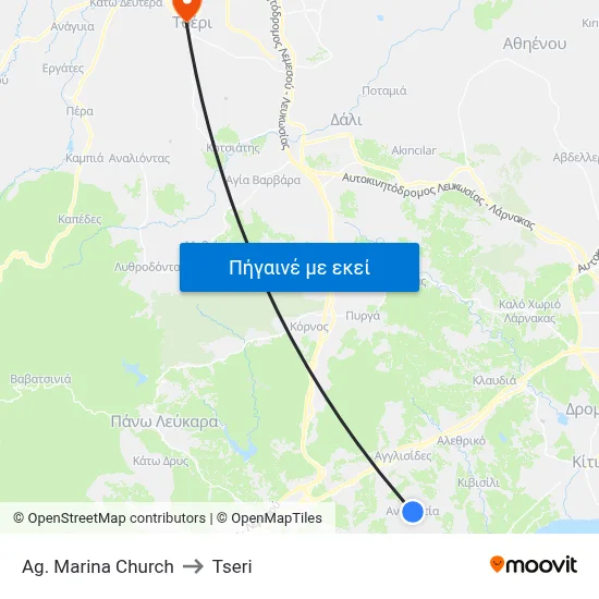 Ag. Marina Church to Tseri map