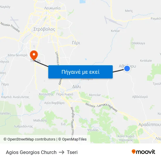 Ag. Georgios Church to Tseri map