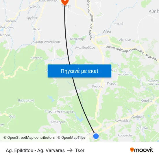 Ag. Epiktitou - Ag. Varvaras to Tseri map