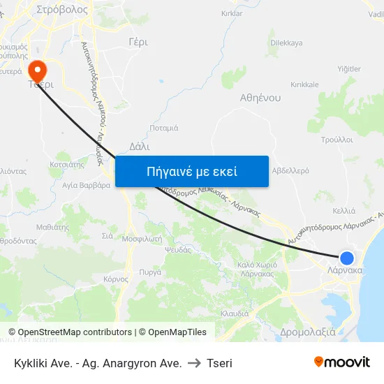 Kykliki Ave. - Ag. Anargyron Ave. to Tseri map