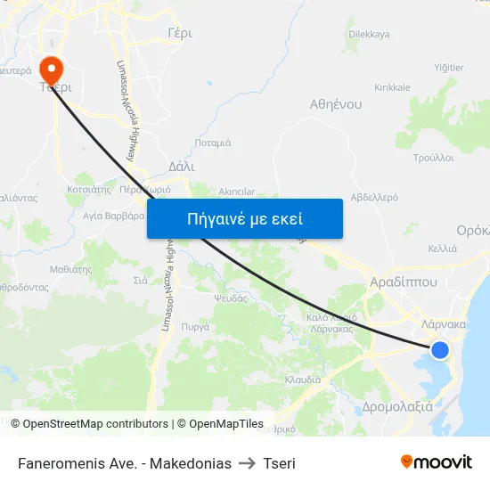 Faneromenis Ave. - Makedonias to Tseri map