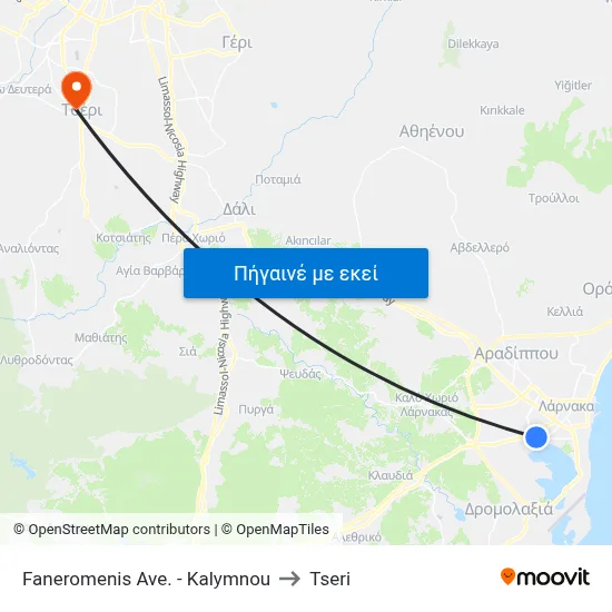Faneromenis Ave. - Kalymnou to Tseri map