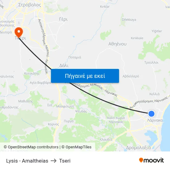 Lysis - Amaltheias to Tseri map