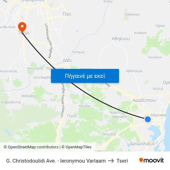 G. Christodoulidi Ave. - Ieronymou Varlaam to Tseri map
