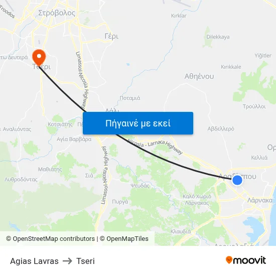 Ag. Lavras to Tseri map