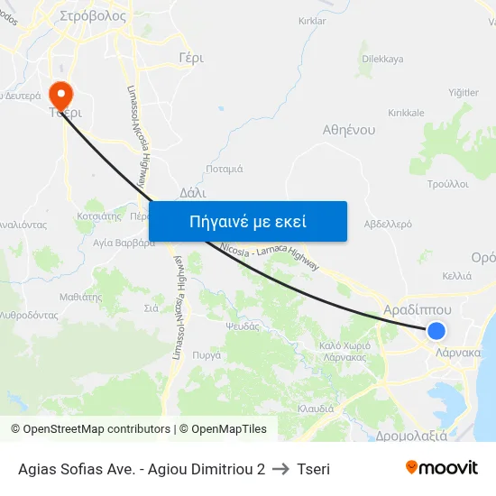 Ag. Sofias Ave. - Ag. Dimitriou to Tseri map
