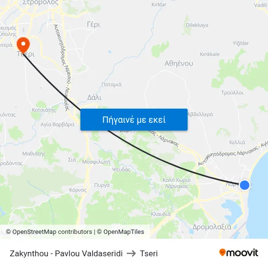 Zakynthou - Pavlou Valdaseridi to Tseri map