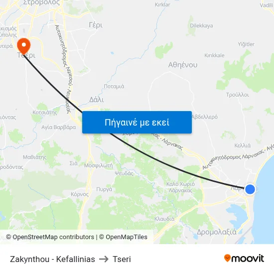 Zakynthou - Kefallinias to Tseri map