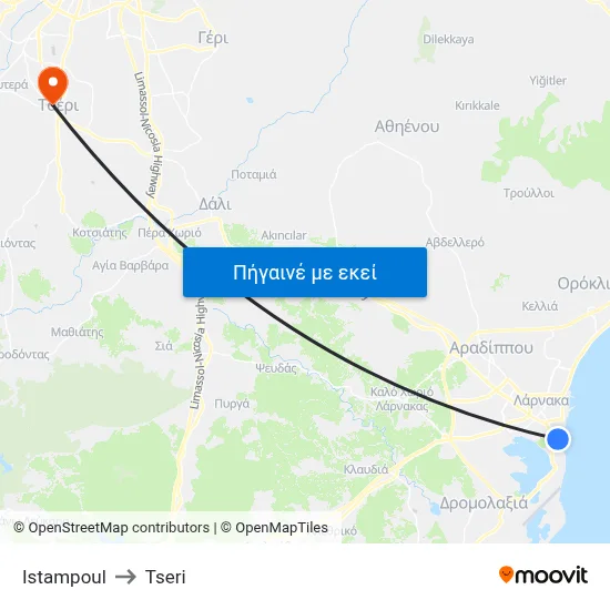 Istampoul to Tseri map