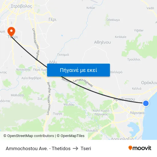 Ammochostou Ave. - Thetidos to Tseri map