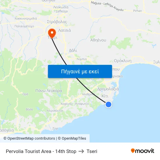 Pervolia Tourist Area - 14th Stop to Tseri map