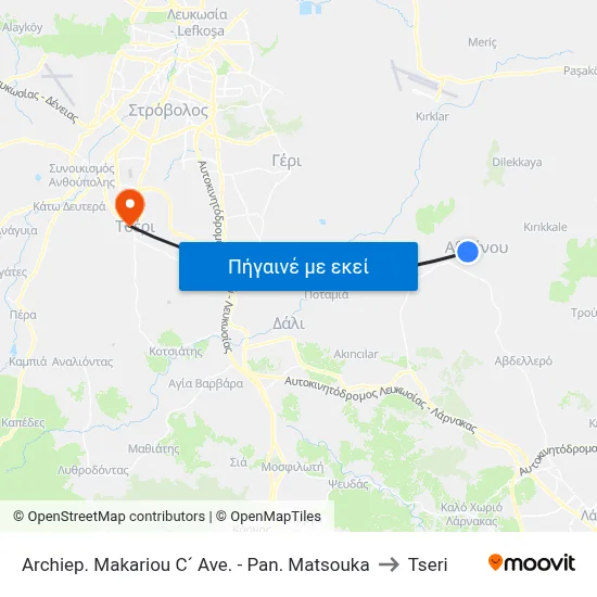 Archiep. Makariou C´ Ave. - Pan. Matsouka to Tseri map