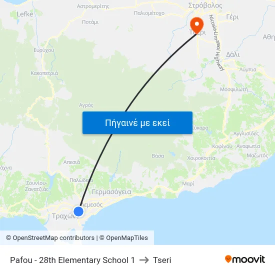 Pafou - 28th Elementary School 1 to Tseri map