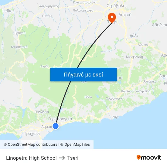 Linopetra High School to Tseri map