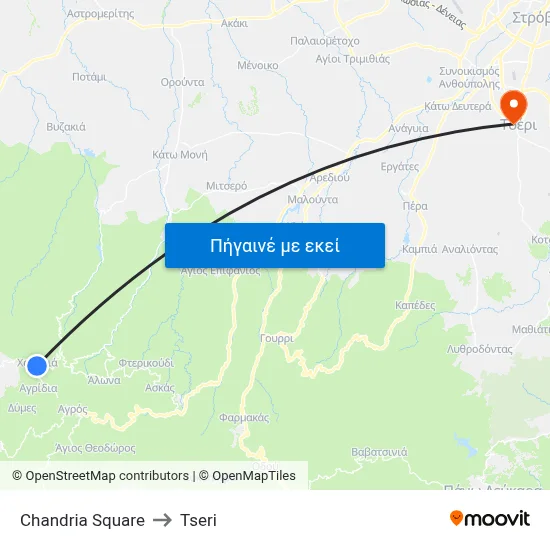 Chandria Square to Tseri map