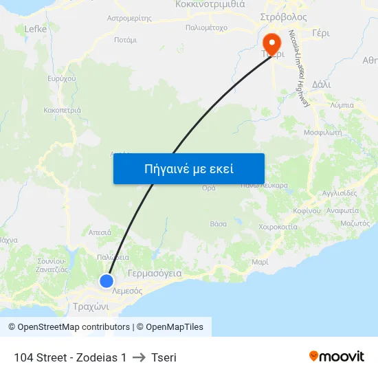 104 Street - Zodeias 1 to Tseri map
