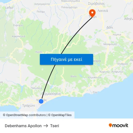 Debenhams Apollon to Tseri map