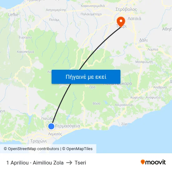 1 Apriliou - Aimiliou Zola to Tseri map