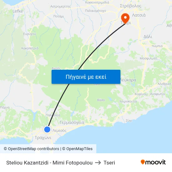 Steliou Kazantzidi - Mimi Fotopoulou to Tseri map
