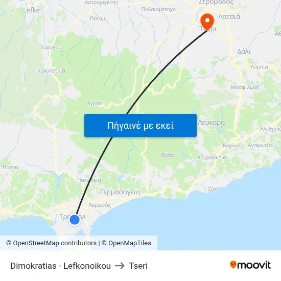 Dimokratias - Lefkonoikou to Tseri map