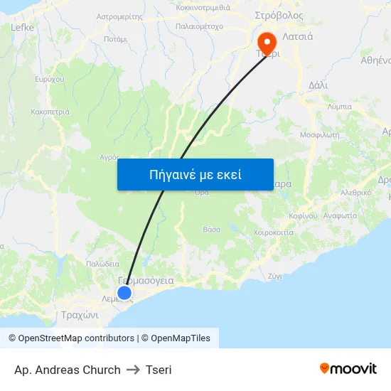 Ap. Andreas Church to Tseri map