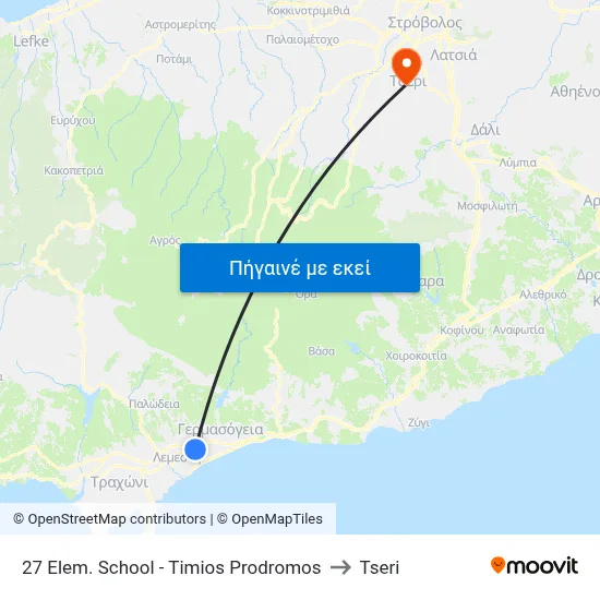 27 Elem. School - Timios Prodromos to Tseri map