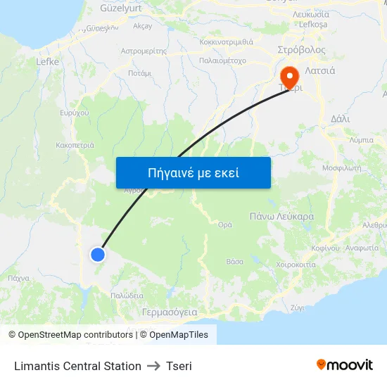 Limantis Central Station to Tseri map