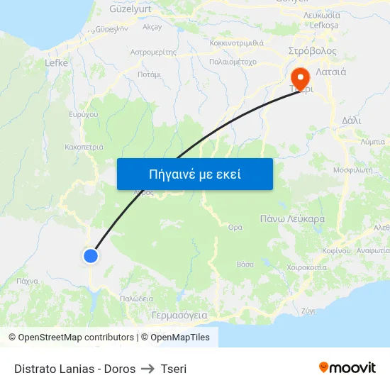 Distrato Lanias - Doros to Tseri map