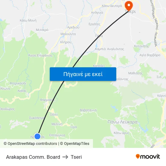 Arakapas Comm. Board to Tseri map