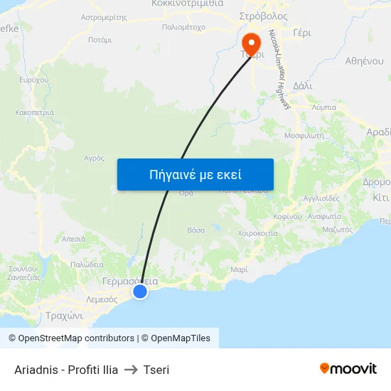 Ariadnis - Profiti Ilia to Tseri map