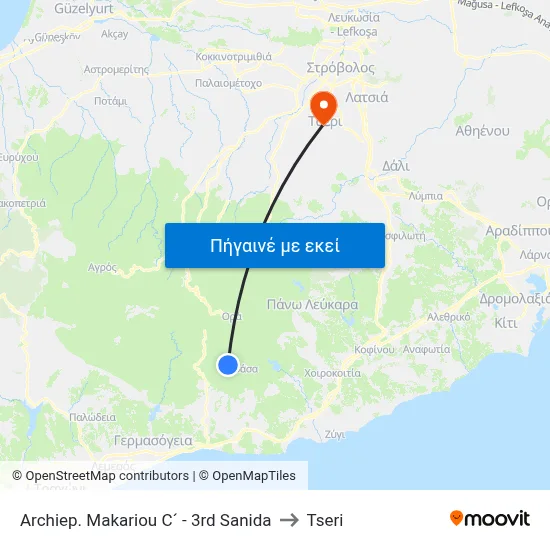 Archiep. Makariou C´ - 3rd Sanida to Tseri map